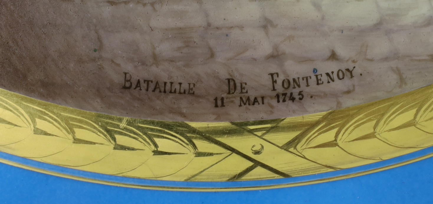 A 19th century Sevres style porcelain tray ‘Bataille De Fontenoy 11 Mai 1745’, 45cm